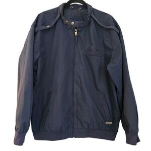 Agenda New York Mens L G Navy Blue Zip‎ Up Casual Bomber Jacket